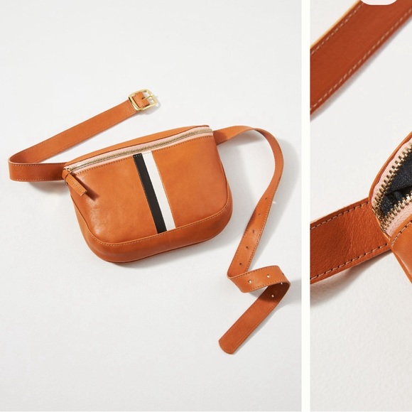 Clare V Handbags - Clare V. Stripe Fanny Belt Bag Neutral Leather
